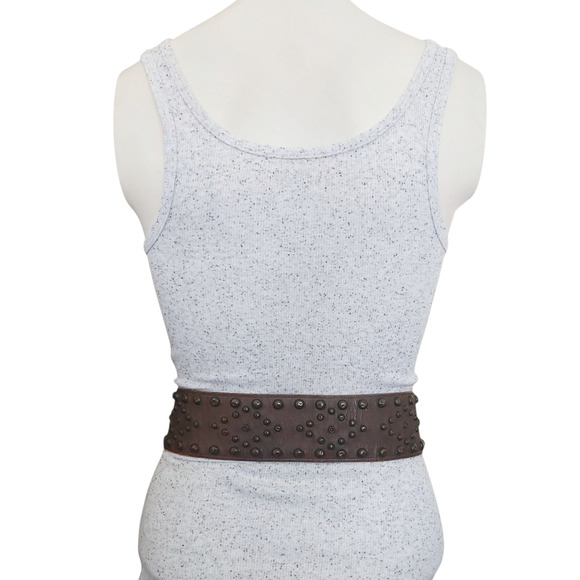 RALPH LAUREN vtg studded wide brown western boho leather statement belt Size M - Picture 9 of 10